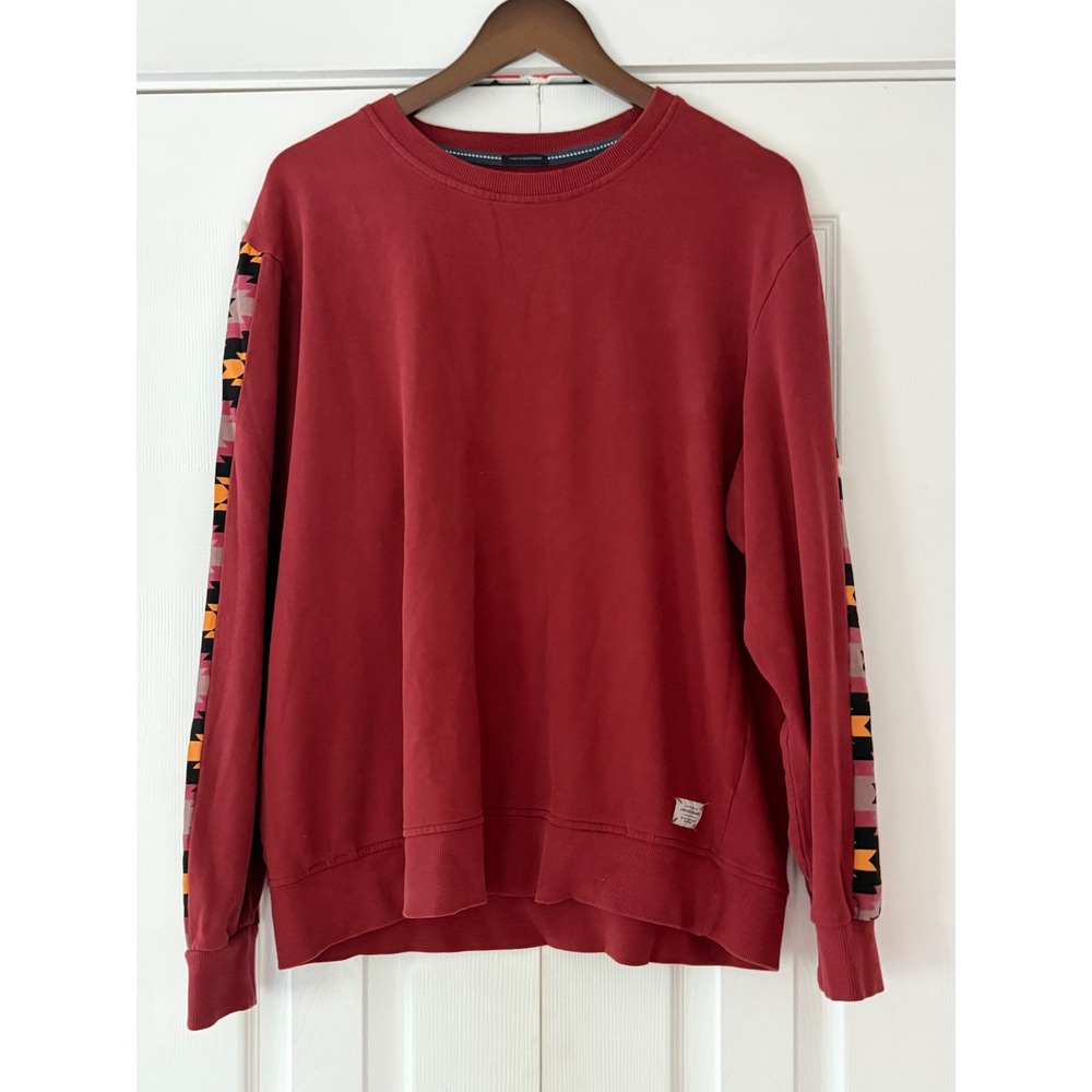 Jack & Jones Mens XL Jorfrato Sweat Crew Neck Burgundy Southwestern Tape Sleeve